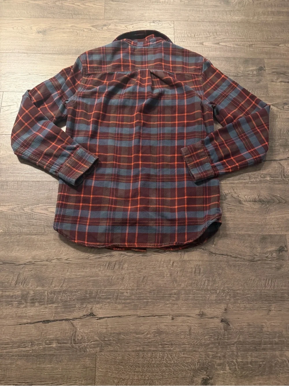 The North Face Mens Small Plaid Button Up Flannel Shirt Blue Orange S
